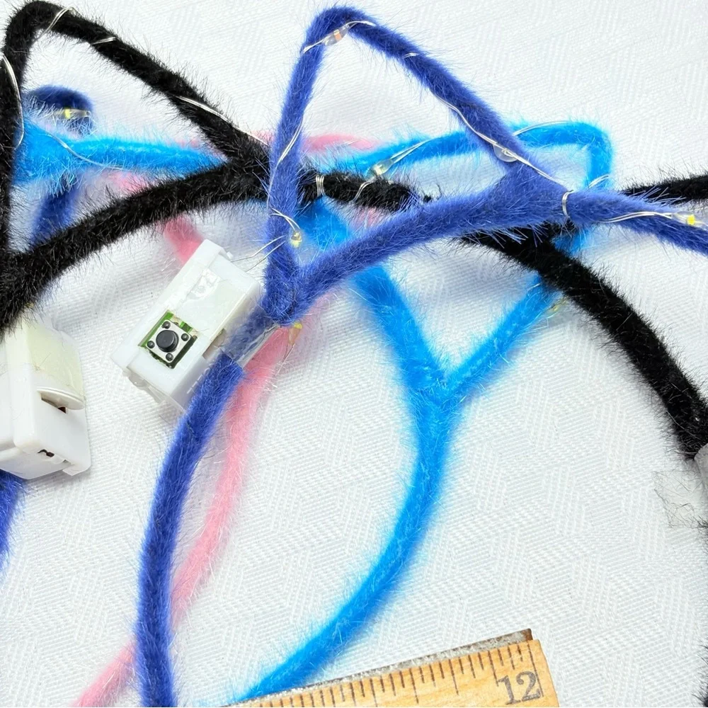A Dozen of Brand New! Fuzzy Cat Light up Ear Headbands - Assorted Colors